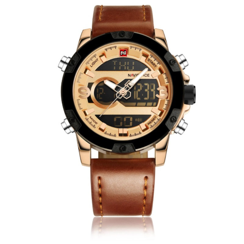 Men Sport Watches Men's Leather Digital Army Military Watch