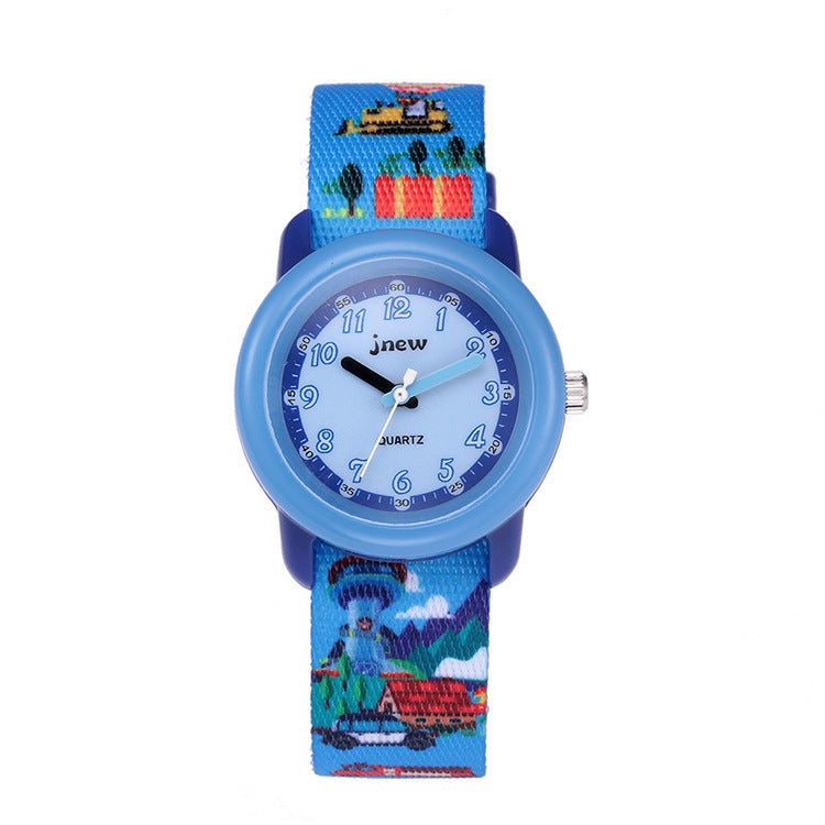 Cartoon kids quartz watch with ribbon