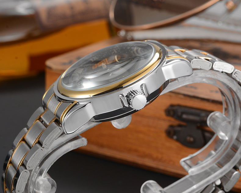 Double-sided hollow automatic mechanical watch
