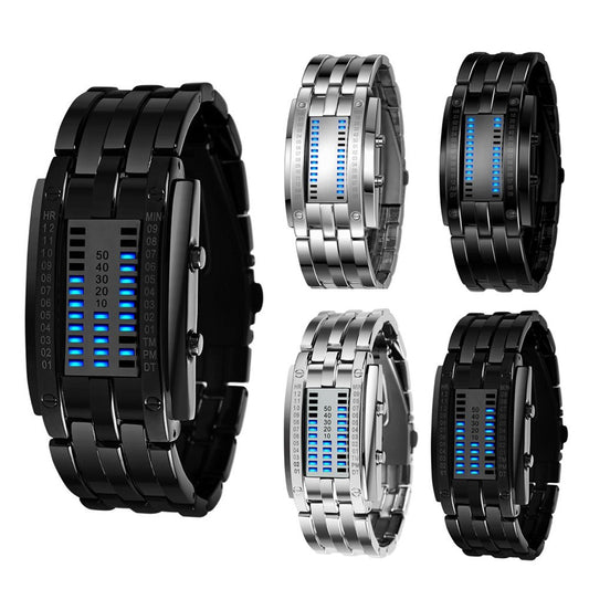 Double row light binary LED electronic hand men and women