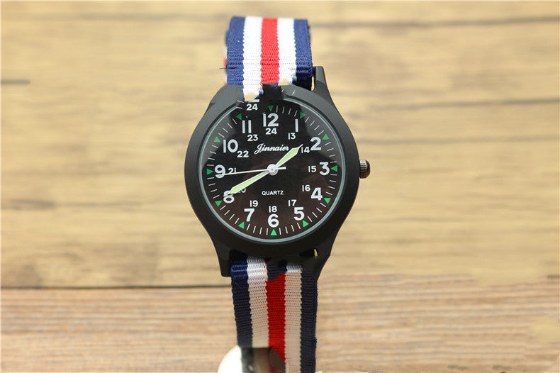 Male and female students outdoor sports nylon watch