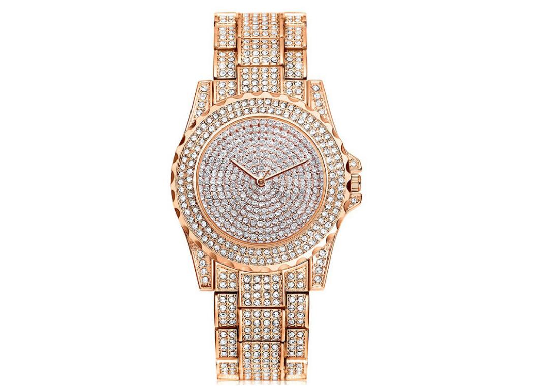 Fashion Bling Casual Ladies Female Quartz Gold Watch Crystal Diamond