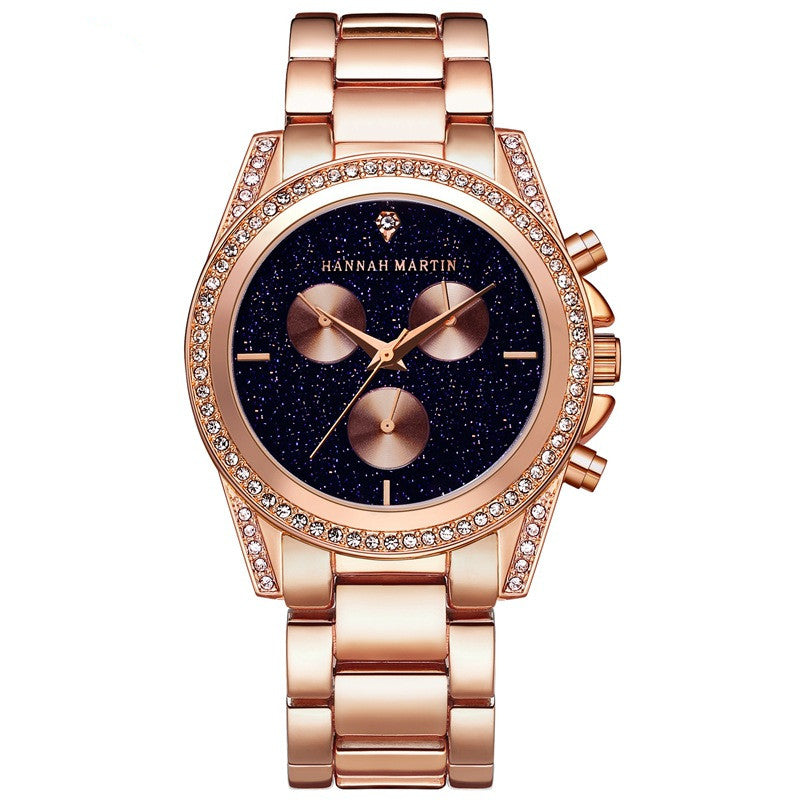 Ladies Rose Gold Fashion Diamond Watch Waterproof Quartz