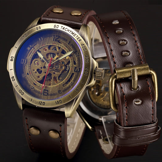 Casual hollow nostalgic style automatic mechanical watch