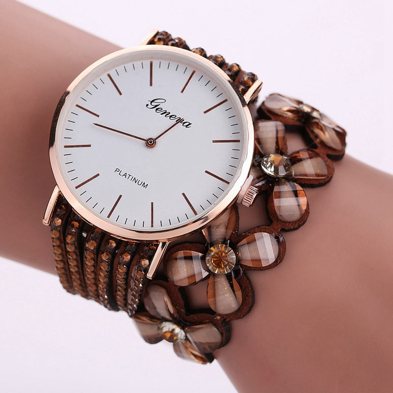 Fashion Geneva Flowers Watches Women Dress