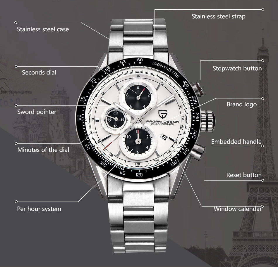 Men's quartz watch waterproof calendar