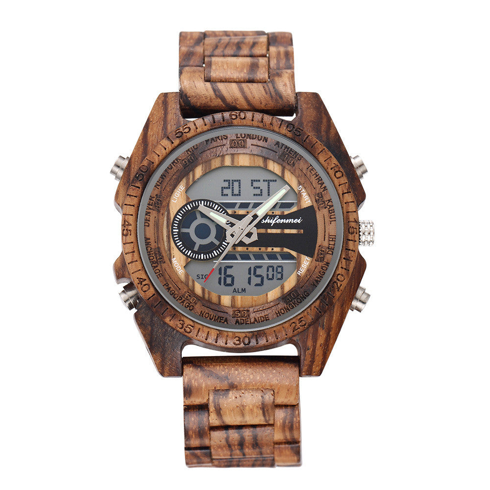 Classic wooden leisure electronic quartz watch
