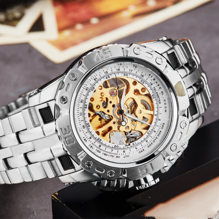 All-steel belt hollow mechanical watch watch