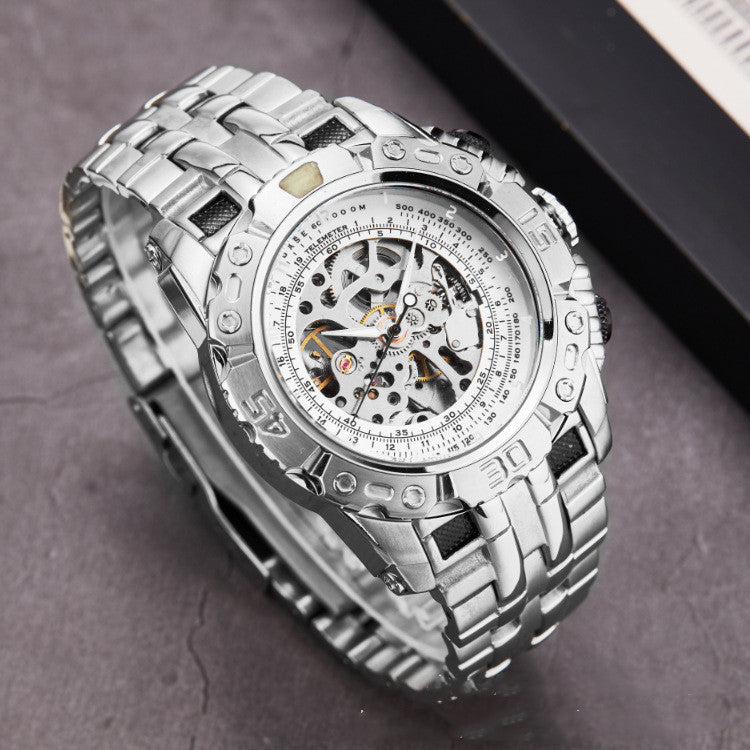 All-steel belt hollow mechanical watch watch