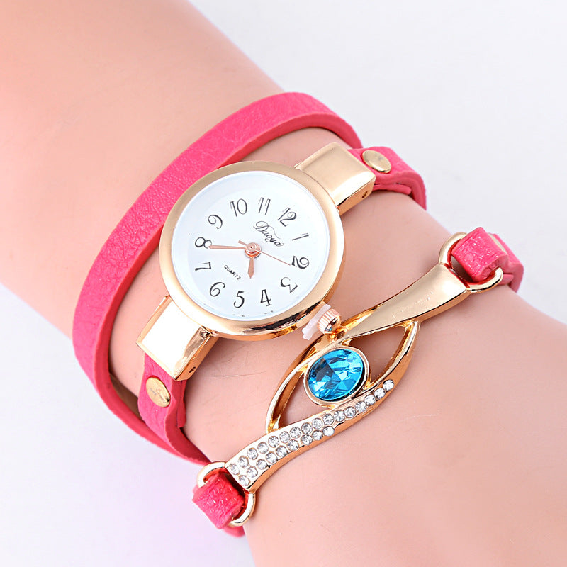 Blue crystal long bracelet watch quartz watch