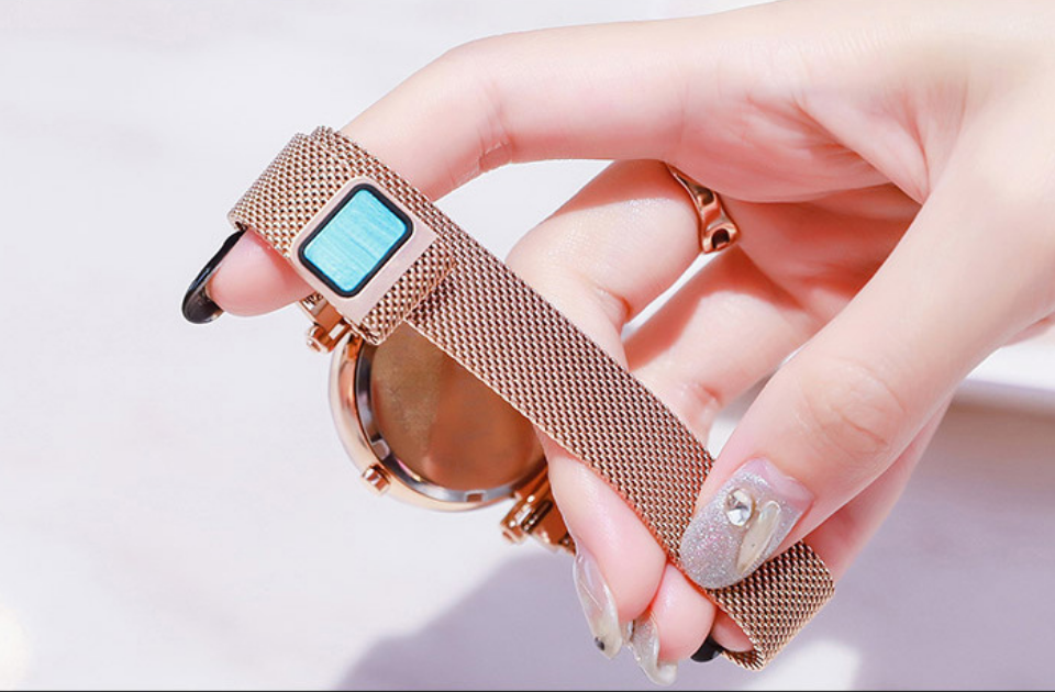 Luxury Women Watches Mesh Ladies Clock Magnet