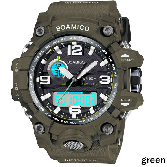 BOAMIGO brand men sports watches dual display analog digital LED