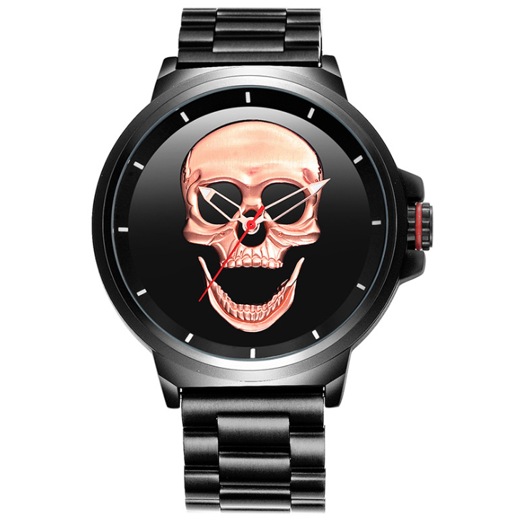 3D Black Watch 2021 Pirate Skull Style Quartz Men Watches