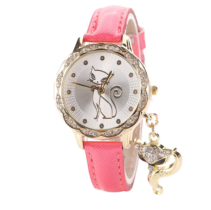 Fashion Cute Cat Pattern watch bracelets Clock