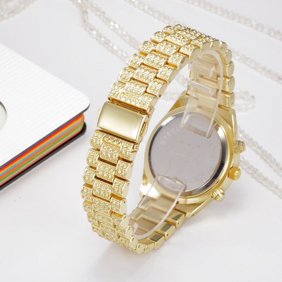 Women Crystal Quartz Analog Wrist Watch Fashion Stainless Steel