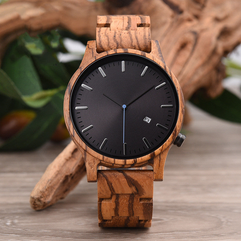 Ebony wooden calendar multi-function watch