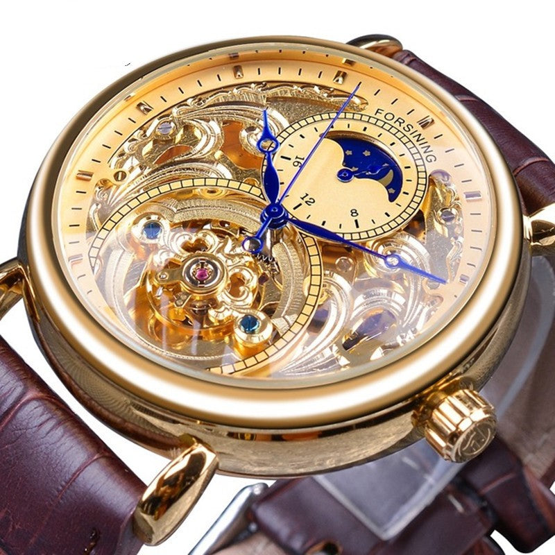 Carved hollow automatic mechanical watch