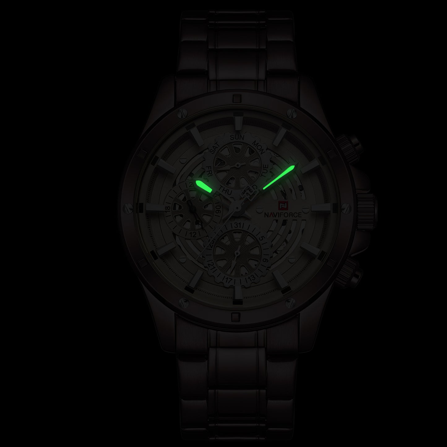 Multi-function three-eye quartz watch