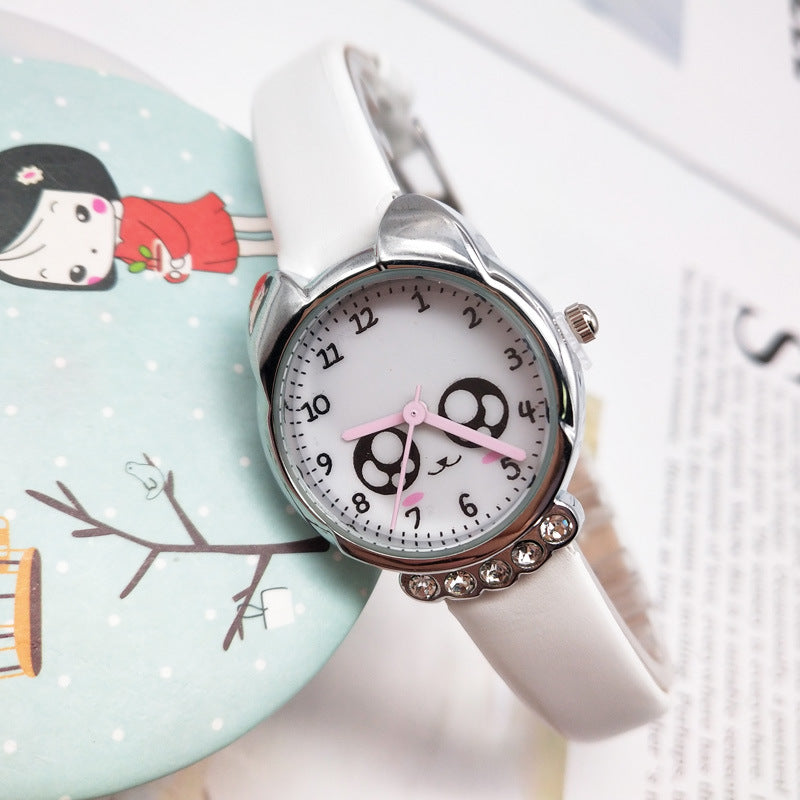 Cute cartoon belt simple rhinestone watch