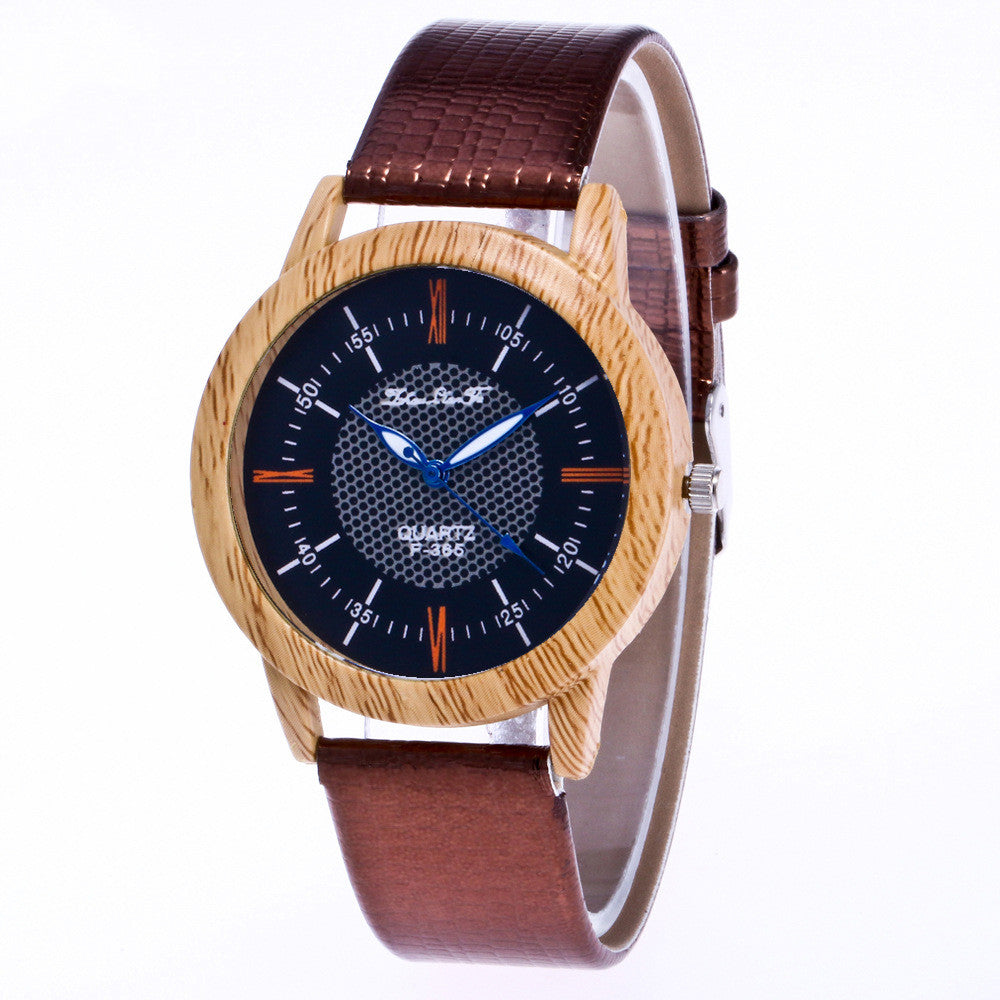 Leather wooden watch