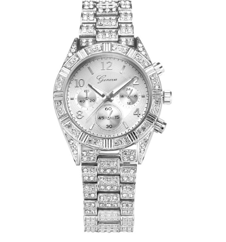 Women Crystal Quartz Analog Wrist Watch Fashion Stainless Steel