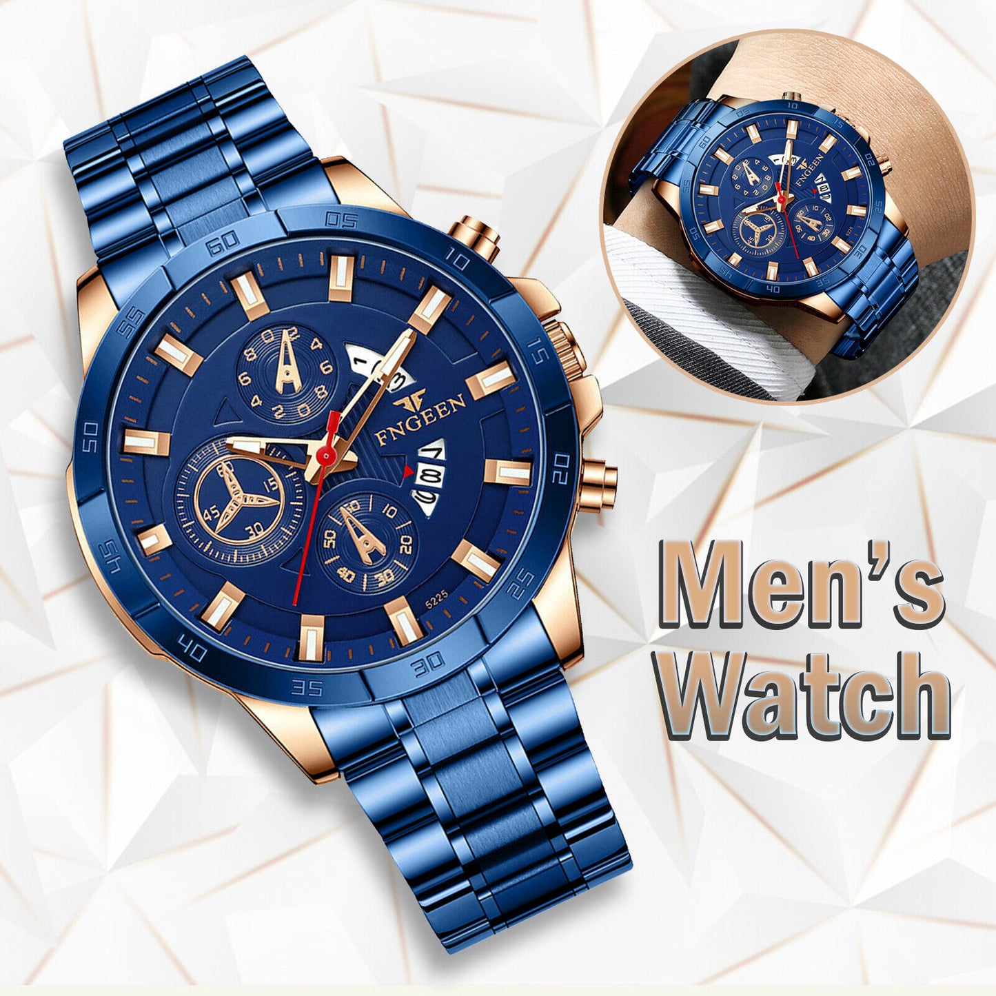 Waterproof Men Quartz Analog Watch Classic Stainless Steel Business Wristwatch