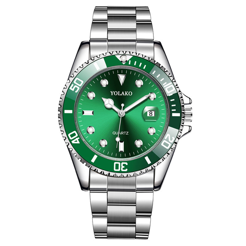 Calendar Green Water Ghost Watch Men's Men's Watch Steel Band Quartz Watch