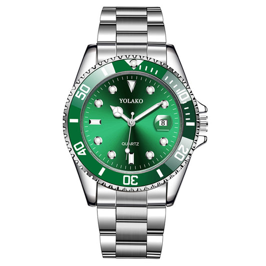 Calendar Green Water Ghost Watch Men's Men's Watch Steel Band Quartz Watch