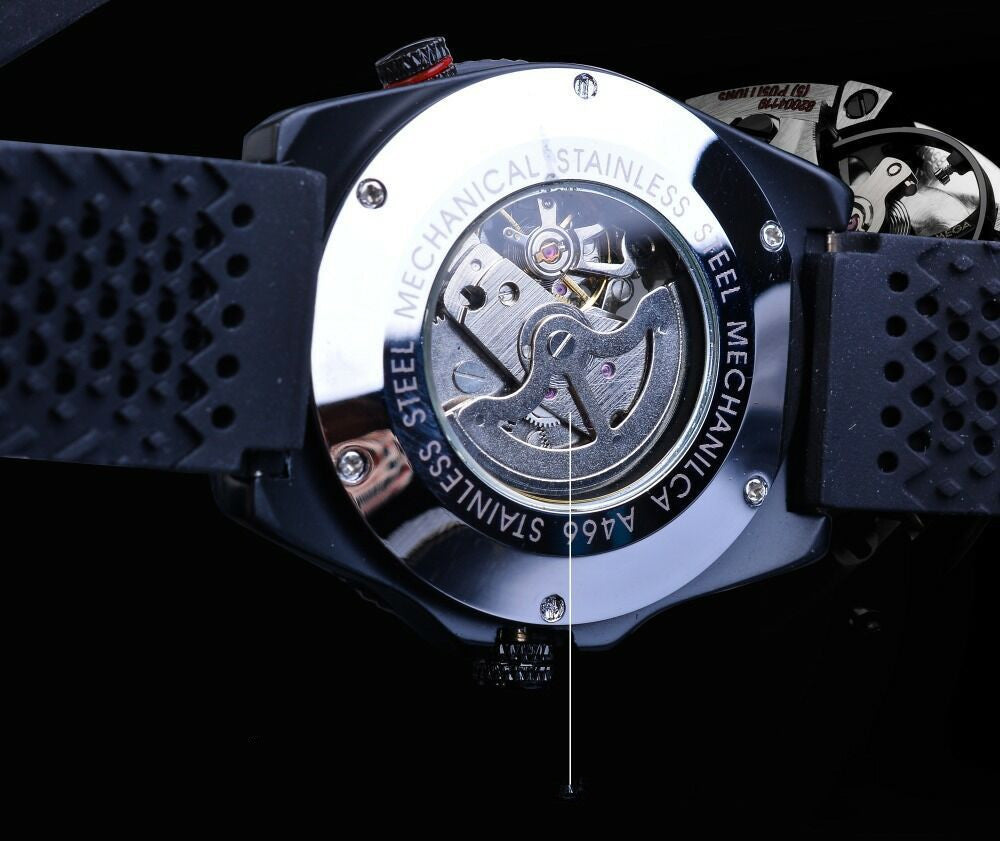 Automatic Hollow Mechanical Watch Men's Silicone Strap Watch