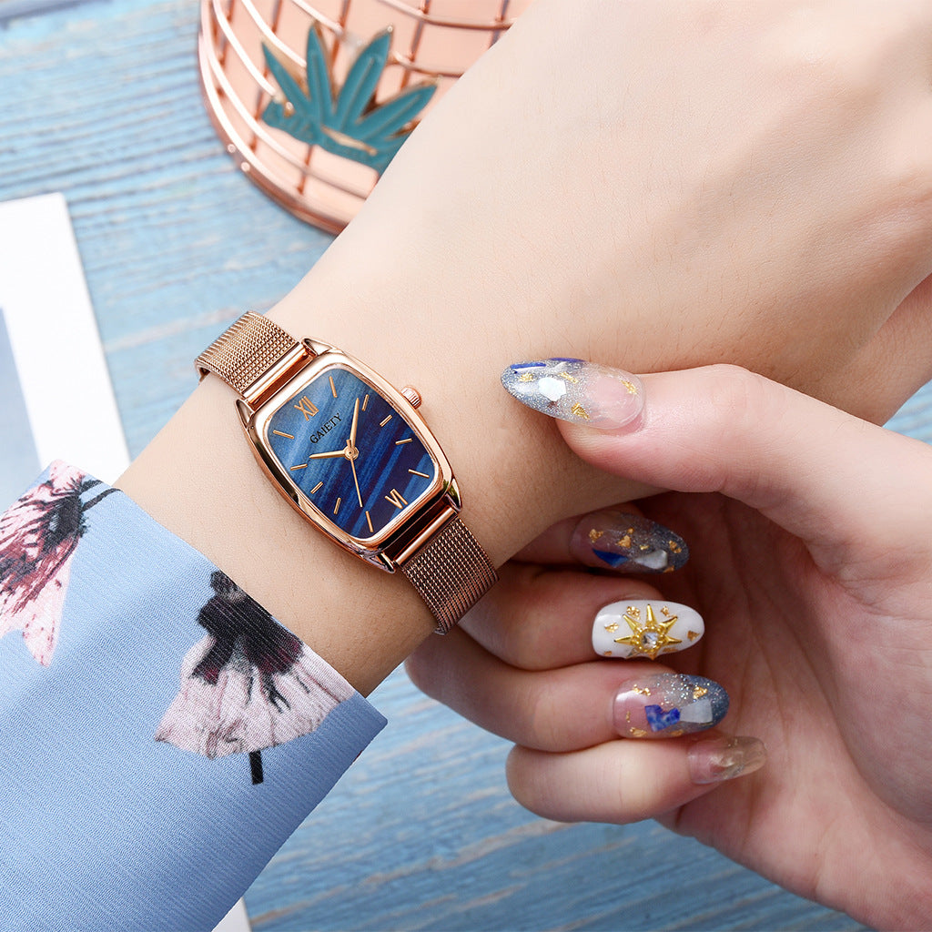 Simple Quartz Mesh Band Square Head Watch