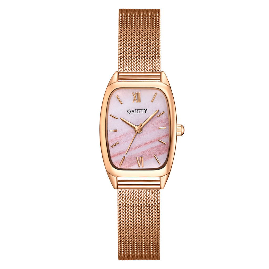 Simple Quartz Mesh Band Square Head Watch