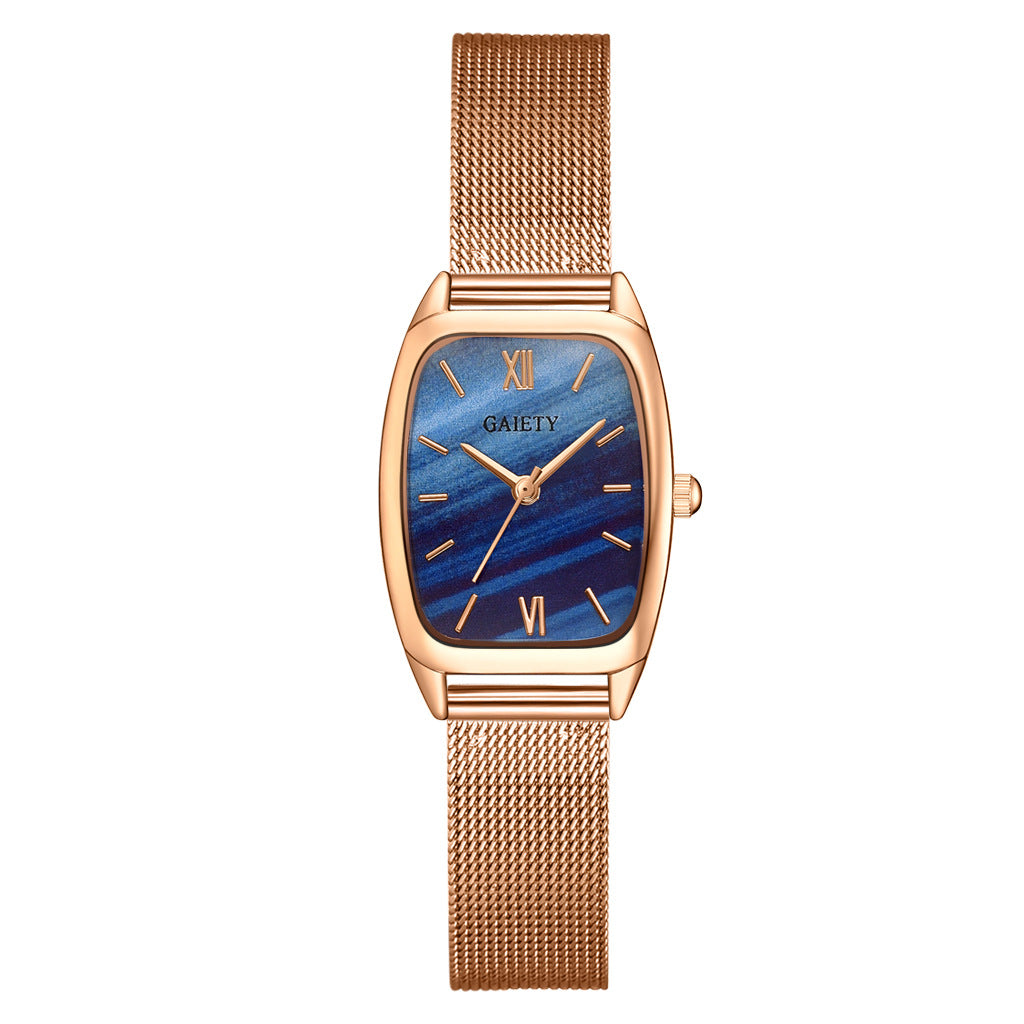 Simple Quartz Mesh Band Square Head Watch