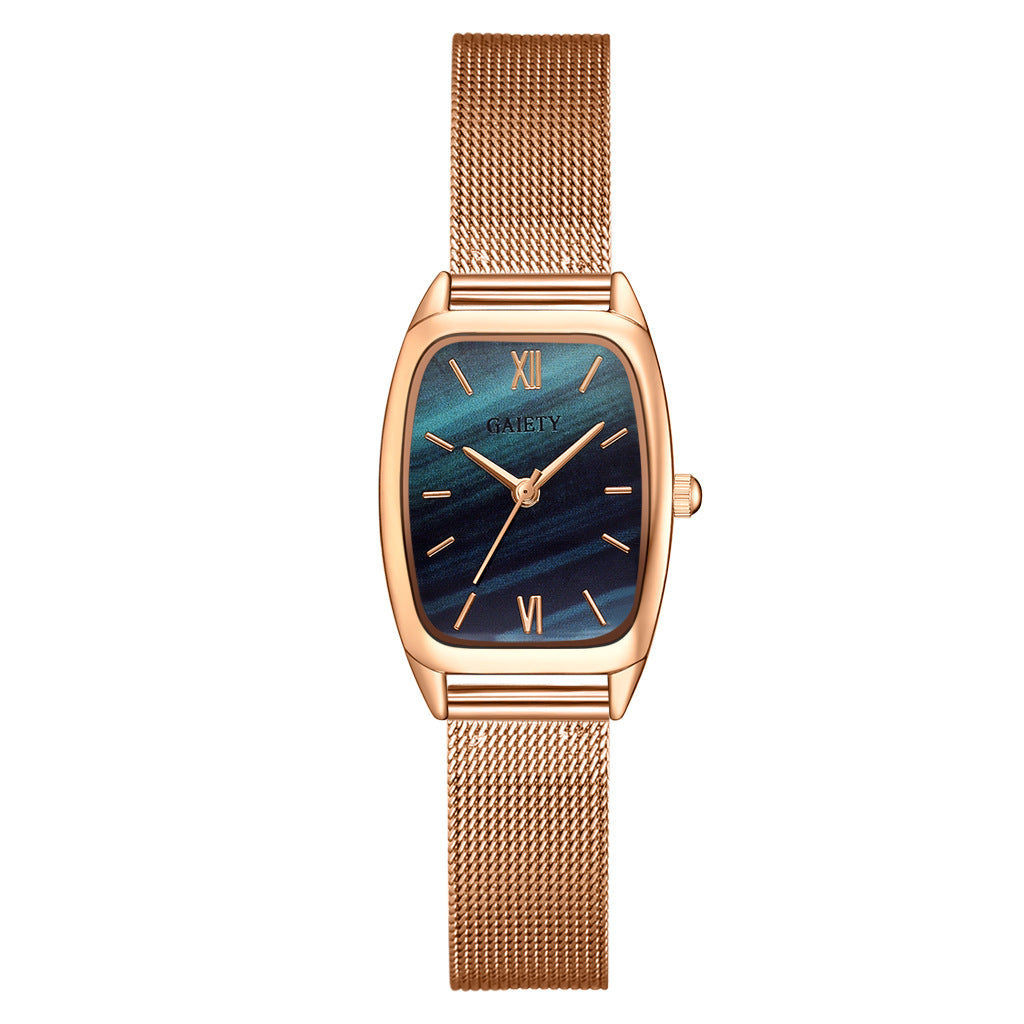 Simple Quartz Mesh Band Square Head Watch