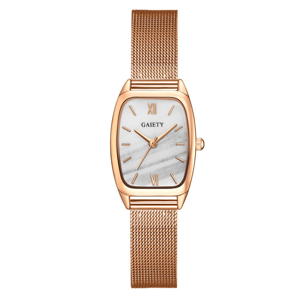 Simple Quartz Mesh Band Square Head Watch