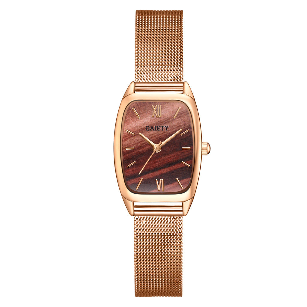 Simple Quartz Mesh Band Square Head Watch