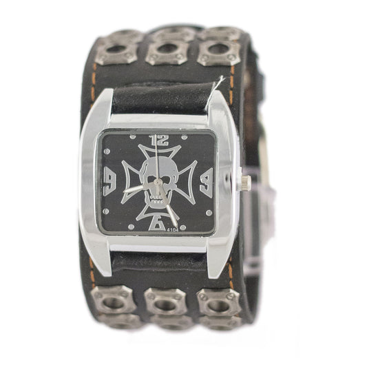 Men's Punk Silver Ghost Head Belt Watch