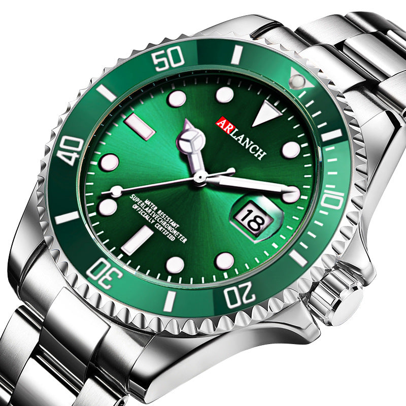Stainless Steel Watch Luminous Anti Diving Calendar Quartz Watch