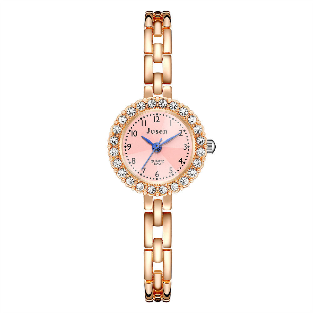 Diamond-studded Alloy Thin Steel Band Bracelet Digital Ladies Watch