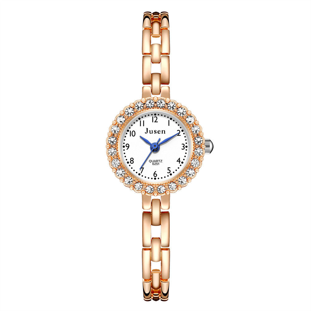 Diamond-studded Alloy Thin Steel Band Bracelet Digital Ladies Watch