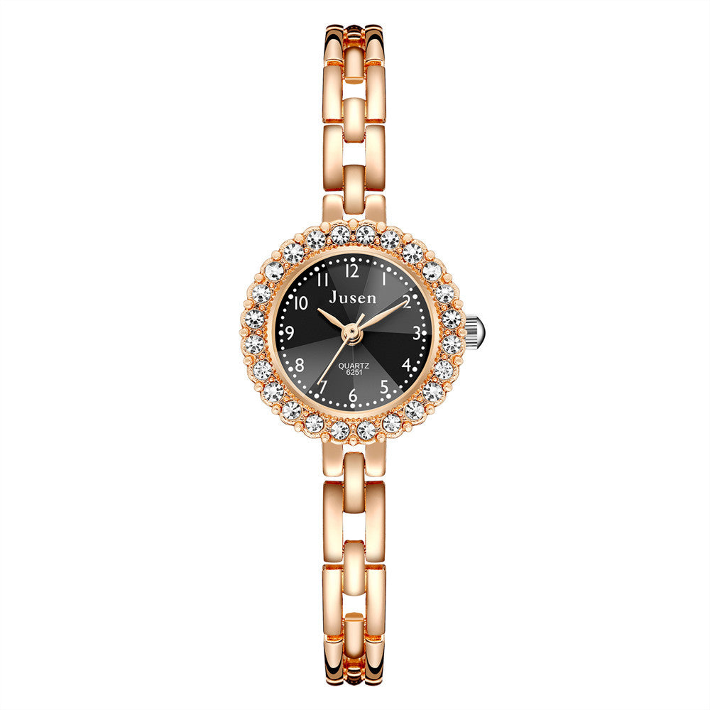 Diamond-studded Alloy Thin Steel Band Bracelet Digital Ladies Watch