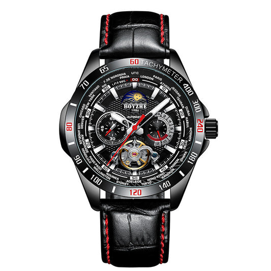 Boyzhe New Men'S Mechanical Head Layer Leather Strap Large