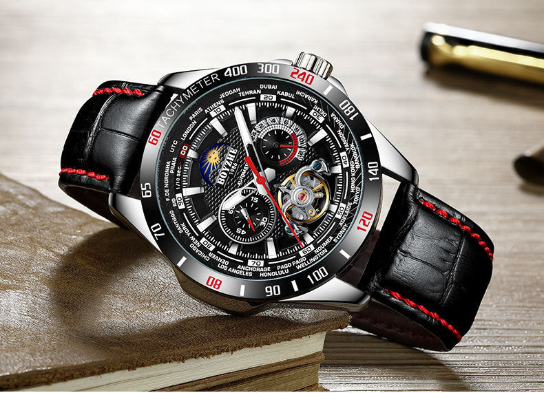 Boyzhe New Men'S Mechanical Head Layer Leather Strap Large