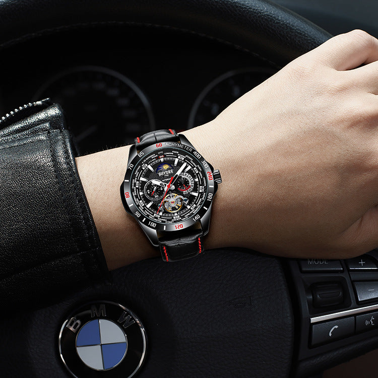 Boyzhe New Men'S Mechanical Head Layer Leather Strap Large