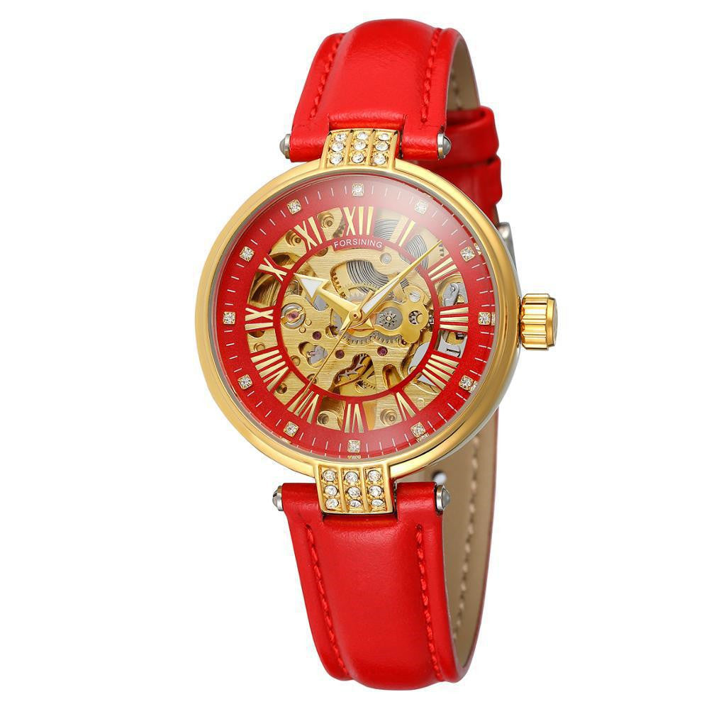 Ladies Fashion Casual Hollow Waterproof Automatic Mechanical Watch