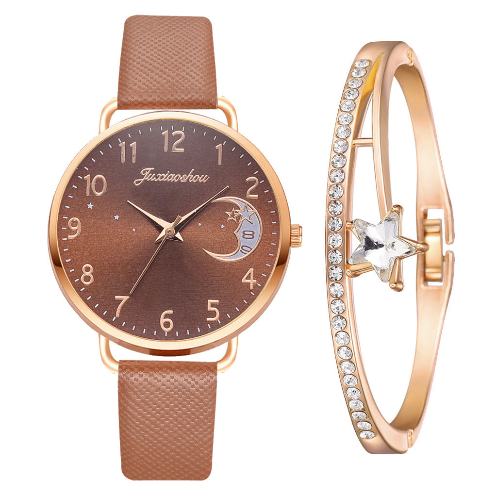 Lovely Moon Pattern Quartz Watch for Women With Strap