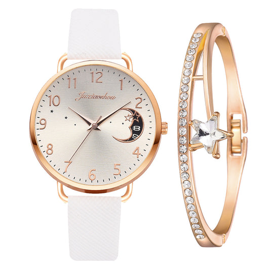 Lovely Moon Pattern Quartz Watch for Women With Strap