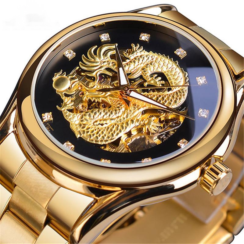 Steel belt dragon watch hollow waterproof automatic mechanical watch