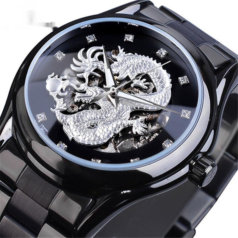 Steel belt dragon watch hollow waterproof automatic mechanical watch
