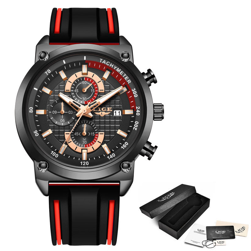 LIGE New Creative Design Blue Watches Men Luxury Quartz Wristwatch Stainless Steel Chronograph Sport Men Watch Relogio Masculino