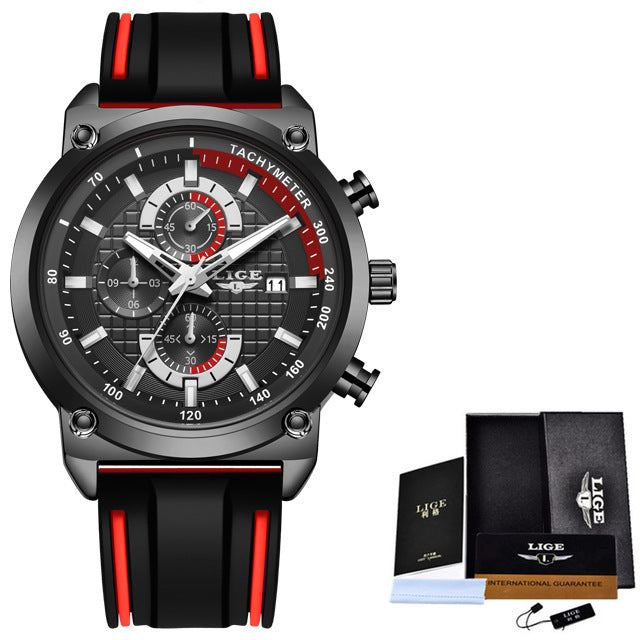 LIGE New Creative Design Blue Watches Men Luxury Quartz Wristwatch Stainless Steel Chronograph Sport Men Watch Relogio Masculino